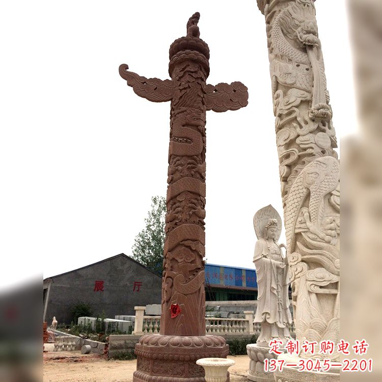 连云港晚霞红华表石柱