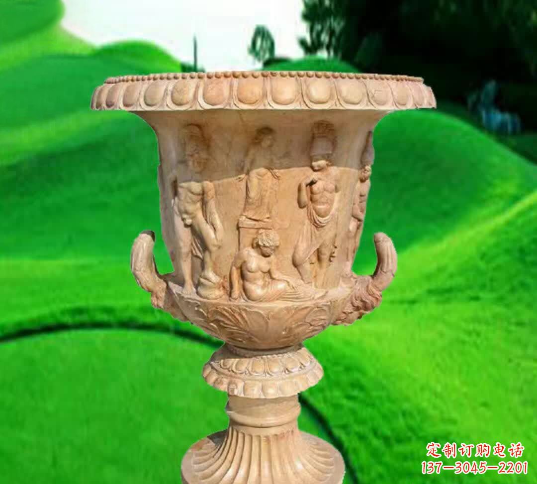 连云港晚霞红欧式花盆石雕