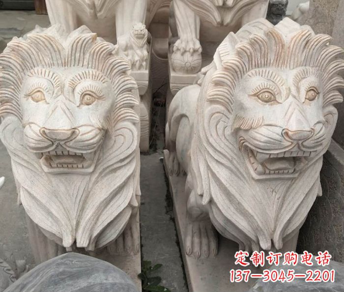 连云港晚霞红欧式狮子石雕 (2)
