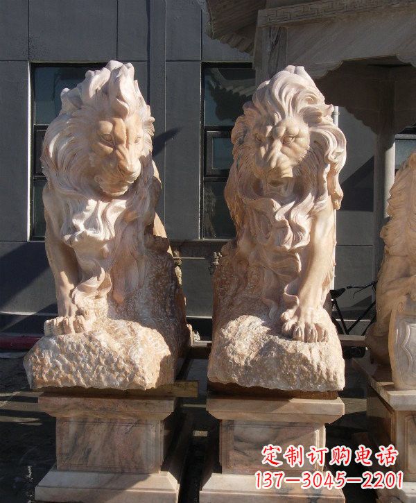 连云港晚霞红欧式狮子石雕