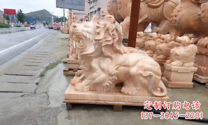 连云港晚霞红狮子雕塑