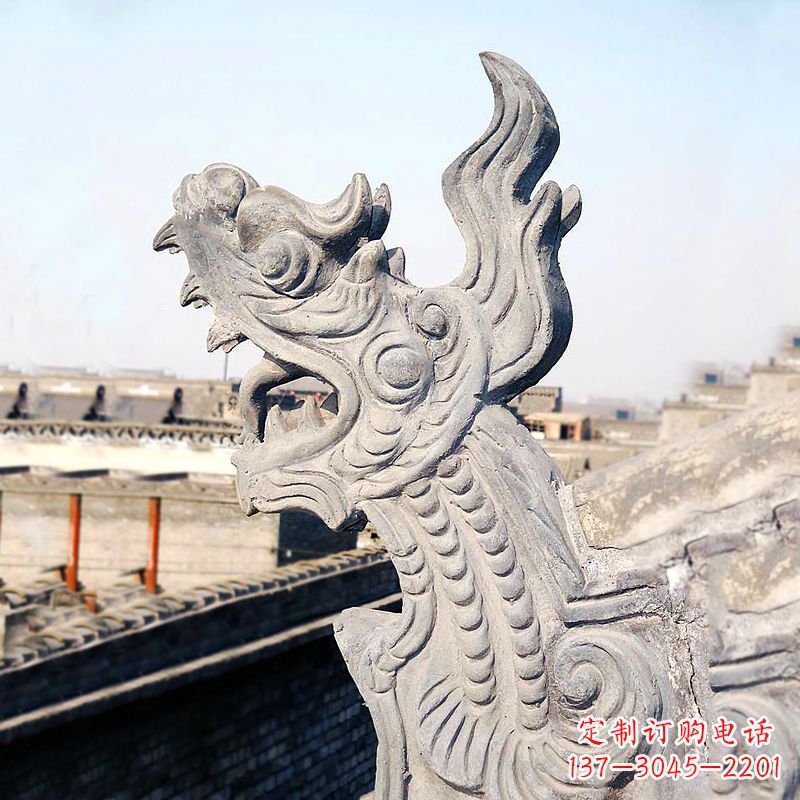 连云港屋脊鸱尾螭吻雕塑-古建装饰神兽动物雕塑