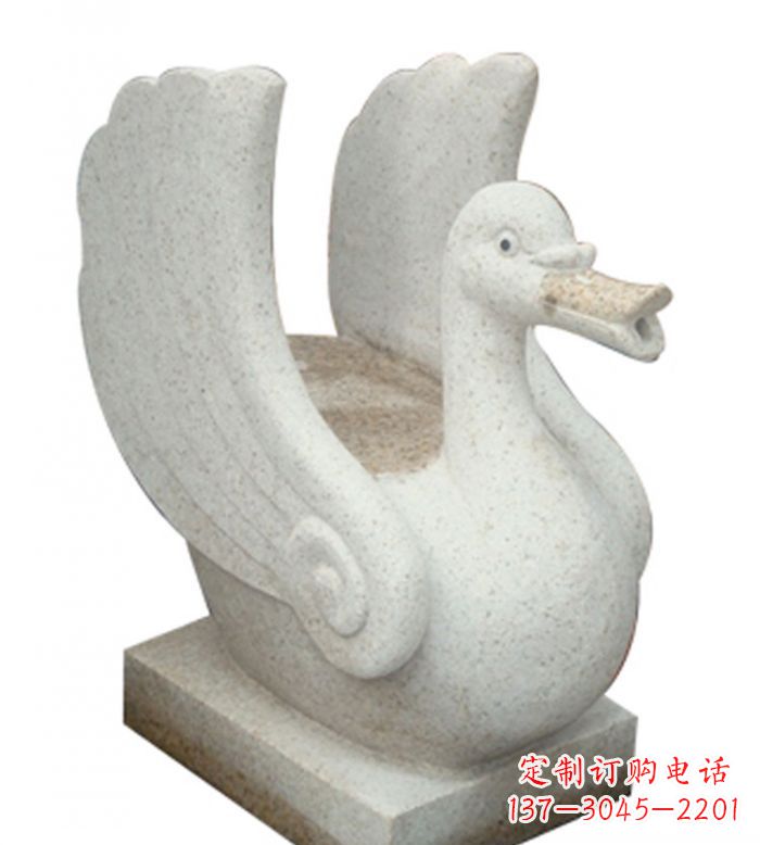 连云港小区景观大理石天鹅喷泉石雕 (2)