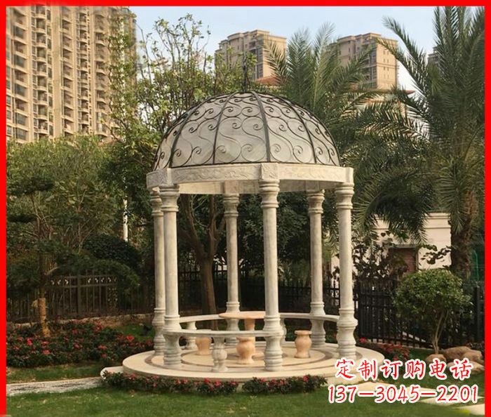 连云港小区欧式圆顶凉亭石雕 (2)