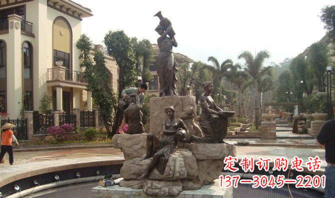 连云港小区西方美女喷泉人物铜雕