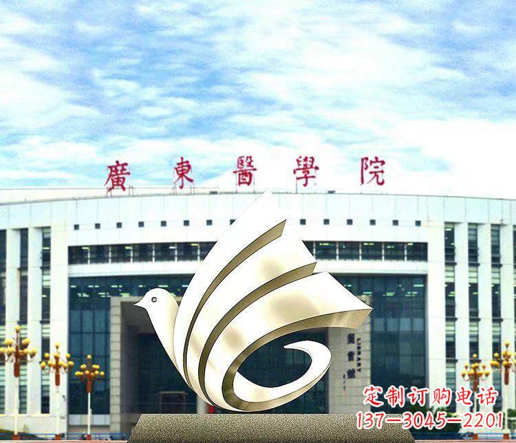 连云港校园不锈钢抽象和平鸽雕塑