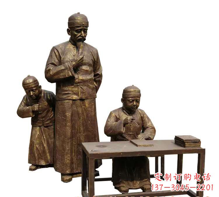 连云港学生与老师人物铜雕