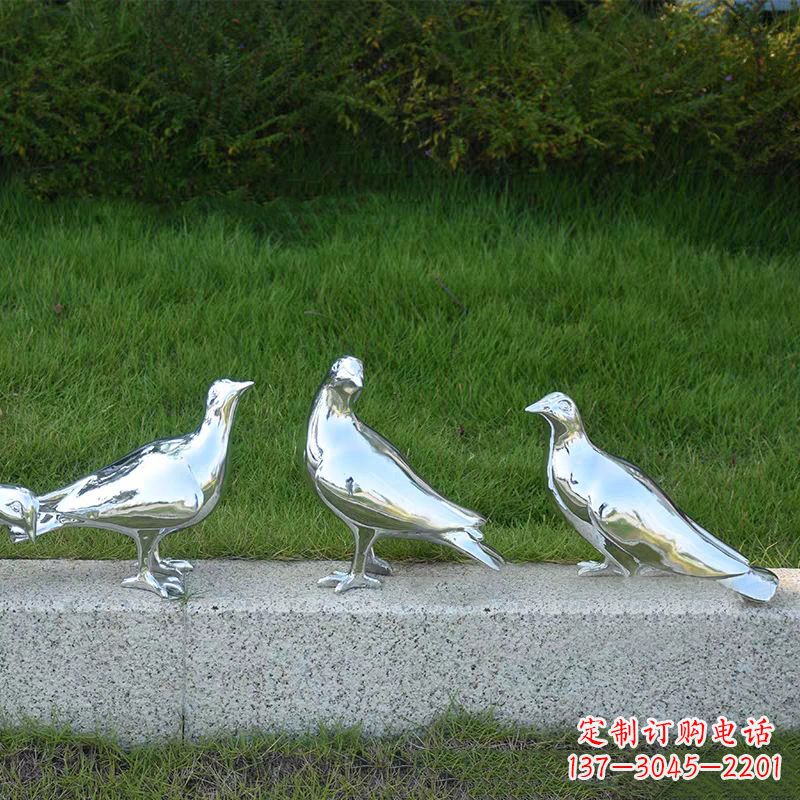 连云港银白色不锈钢电镀鸽子雕塑摆件