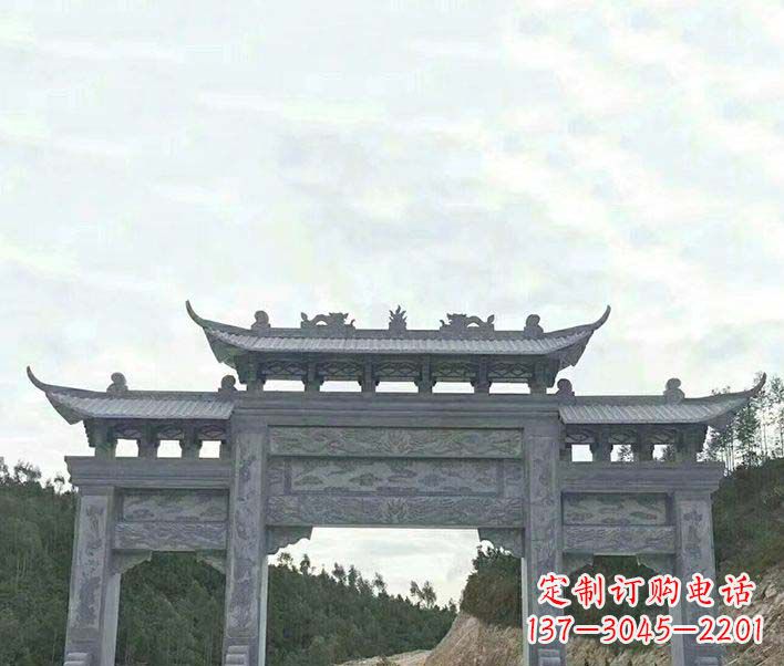 连云港园林仿古三门石牌坊景观石雕