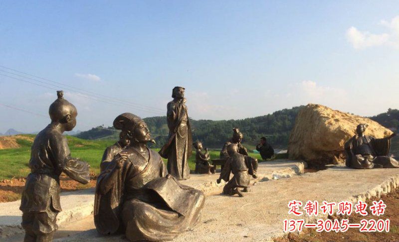 连云港园林古代人物和玩耍的小孩小品铜雕