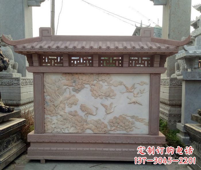 连云港园林景观松鹤石浮雕影壁