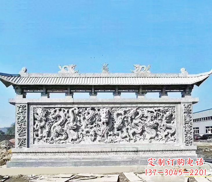 连云港园林龙浮雕影壁墙景观石雕
