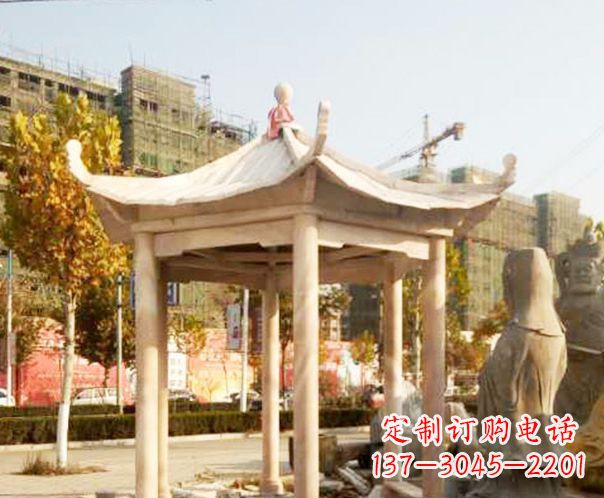 连云港园林晚霞红单层凉亭景观石雕