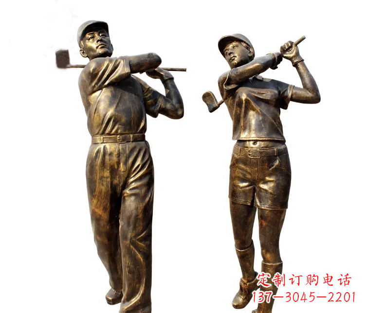 连云港公园打高尔夫人物铜雕