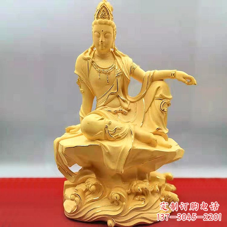 连云港自在观音纯铜镀金雕塑